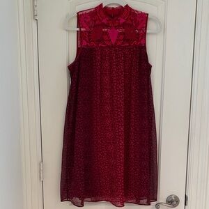Elegant Anthropologie Red and Pink Dress 6